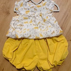 2 pcs set Girls Animal’s Top and Shorts Outfit Set（New. Only Washed ）